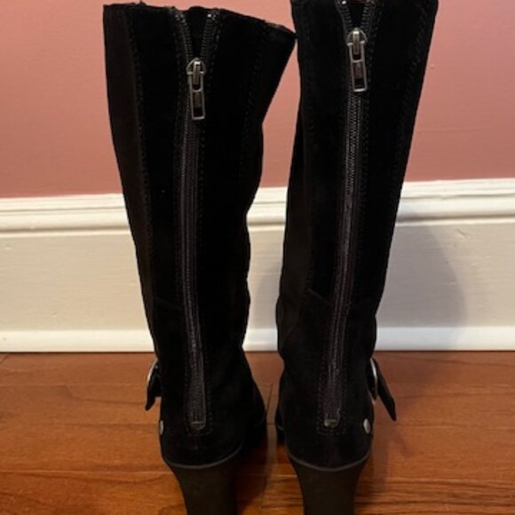 UGG Black Suede Mid-Calf Wedge Boots - Picture 10 of 16